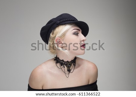 Girl on a gray background