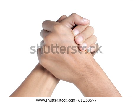 gesture of man's hand shake or arm wrestling
