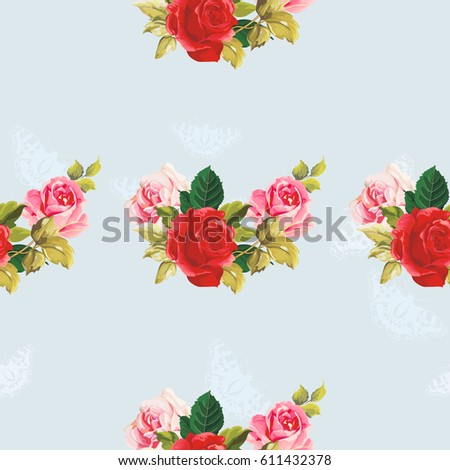 Seamless floral pattern red and rose Vector Illustration EPS8