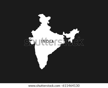 White map of India on black background.
