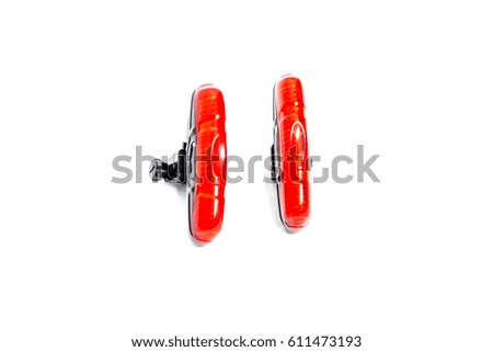 Bicycle tail light isolated on white background.Safety lights for the bicycle.