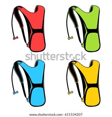 Backpacks for mountain biking or running. With water reservoir. Vector. 