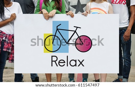 Diverse Group of People Holding Placard with Bike