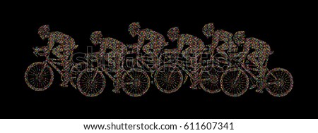 Group of Bicycle riding designed using colorful mosaic pattern graphic vector.