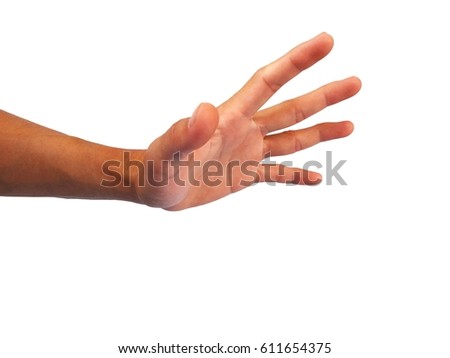 show hand is gesture stop on white background