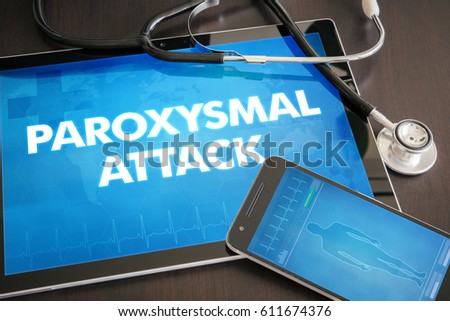 Paroxysmal attack (neurological disorder) diagnosis medical concept on tablet screen with stethoscope.