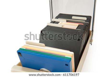 Plastic box for floppy disk isolated on the white background.