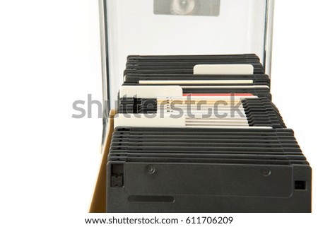 Plastic box for floppy disk isolated on the white background.