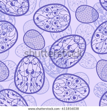 Seamless pattern background with beautiful Easter eggs. Happy Easter. Vector illustration.