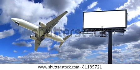 Jet plane with big blank billboard