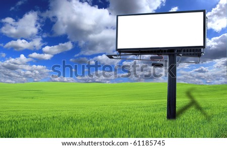 BIg blank billboard in field
