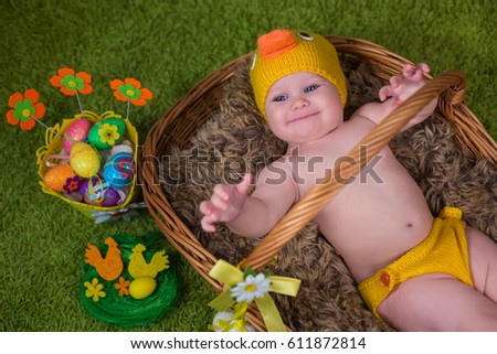 a baby in a basket, Easter