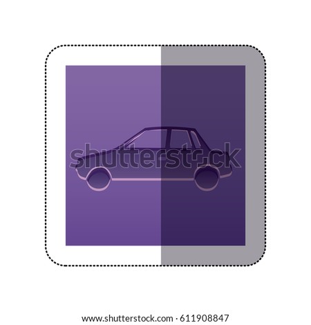 sticker color background with carved automobile vector illustration