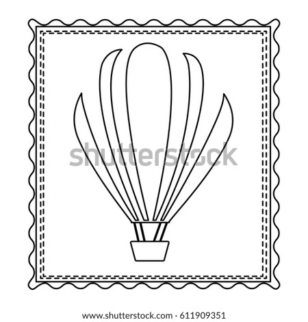 monochrome contour frame of hot air balloon vector illustration