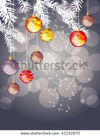 Christmas grey background with hanging balls
