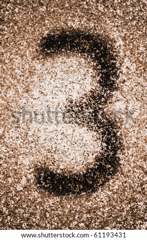 High resolution background of the number three imprinted on granite