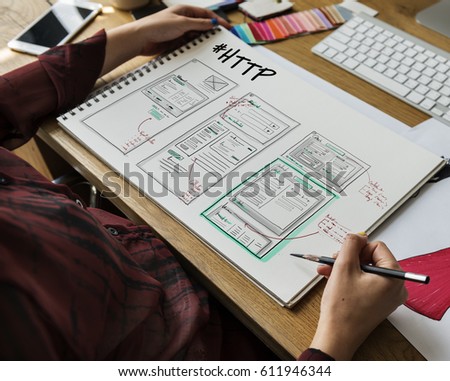 Website development layout sketch drawing