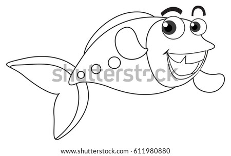 Animal outline for happy fish illustration