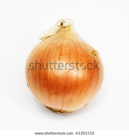Single a orange fresh onion. Isolated on white background
