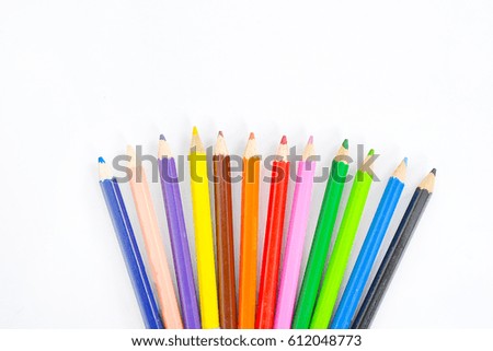 Set of Colored Pencils or Crayons Isolated on White Background