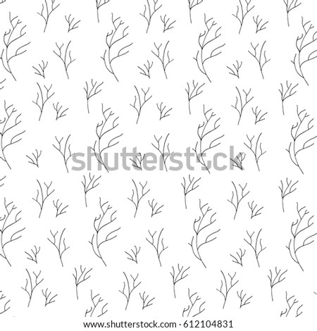 Hand drawn branches pattern. Vector illustration.