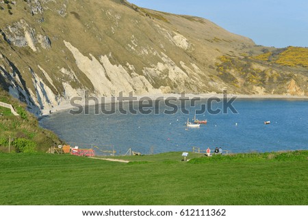 Lulworth cove near the village of West Lulworth in Dorset, Southern England