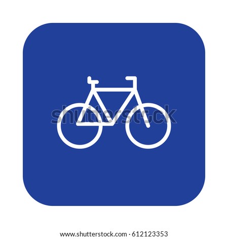 Bicycle, cycling flat line icon, linear vector sign on colorful rounded square button isolated on white. Bike symbol, logo illustration. Flat design, pixel perfect