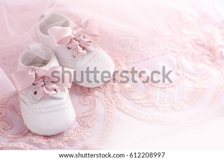 Baby girl shoes. Royalty-Free Stock Photo #612208997