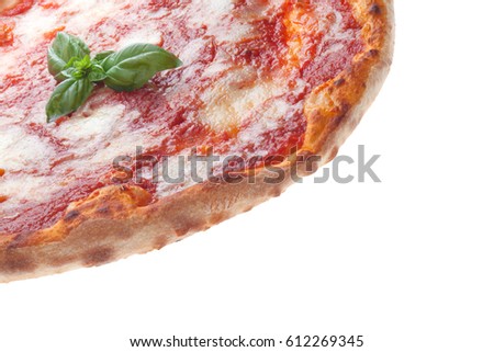 Margherita Pizza Close Up on White Background