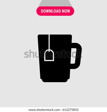 Mug with Tea Bag Vector Icon, The black colour symbol of cup of tea. Simple, modern flat vector illustration for mobile app, website or desktop app  