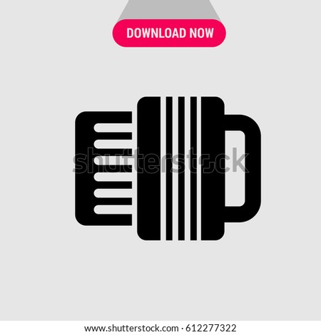 Accordion Vector Icon, The symbol of musical instrument. Simple, modern flat vector illustration for mobile app, website or desktop app 