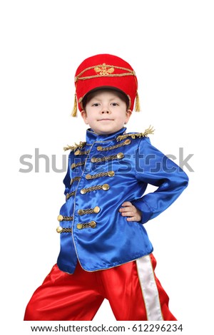 cute little boy wearing hussar uniform