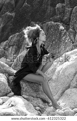 beautiful young boho woman outdoors portrait