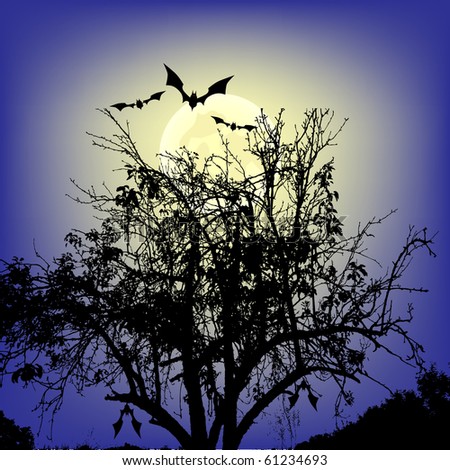 Bats flying over tree