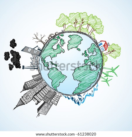 doodle image of earth and environment