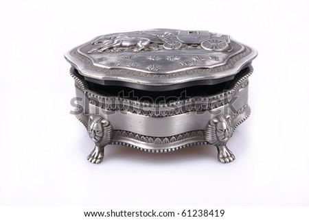 Slightly open silver jewelry box
