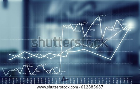 Sales dynamics and growth concept . Mixed media Royalty-Free Stock Photo #612385637