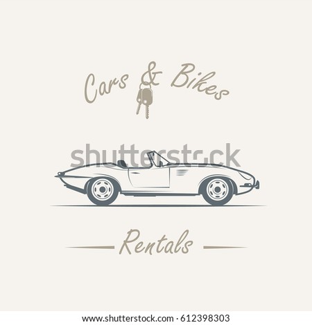 car in vintage style - vector illustration logo