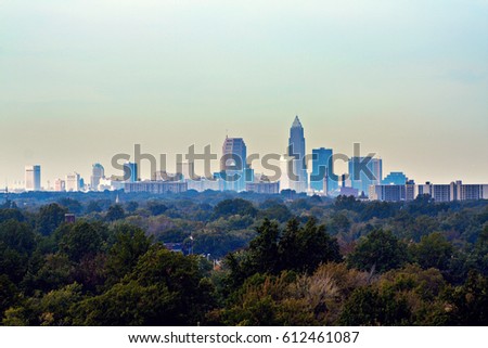 Downtown of Cleveland - distant view of the city