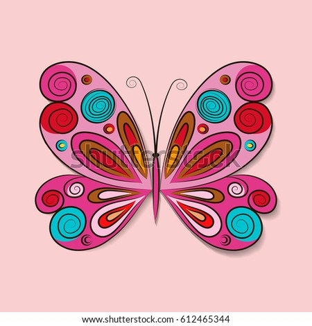 Butterfly on a white background. Vector illustration.