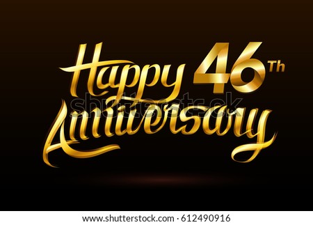 46 Years gold Anniversary hand lettering. Handmade calligraphy vector illustration