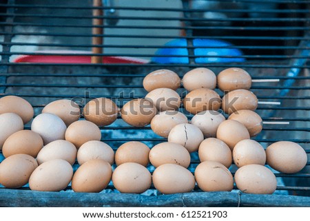 Thai style grilled eggs, Thailand.