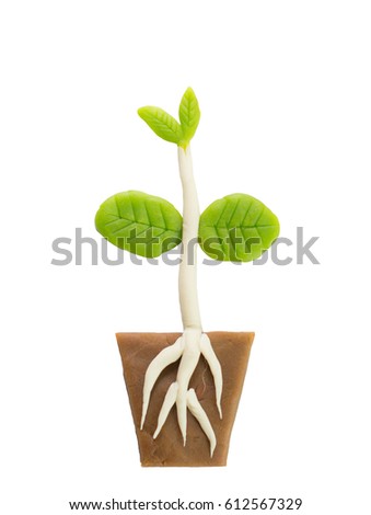  Tree made from Plasticine isolated on white background. Ecology concept.