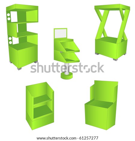 set of 5 green display. vector illustration