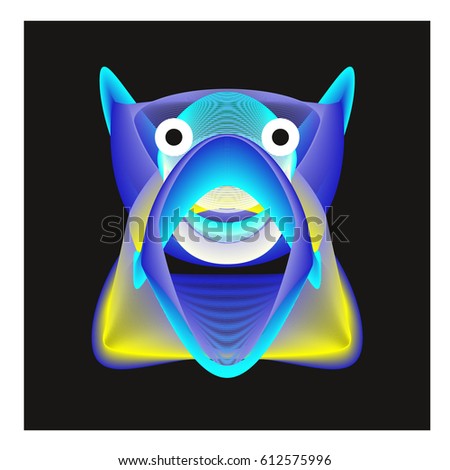 Colorful and Various Animal Face Illustration Icon for wallpaper Background. Dynamic flux Effect design. Abstract  Vector Cartoon Monster Character Icon Head Design. Modern and Techno Style Pattern.