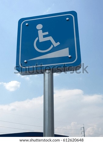 Handicap disabled sign for parking