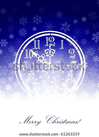 New year theme with vintage clock and snowflakes
