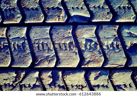 Painted car tire close-up texture background