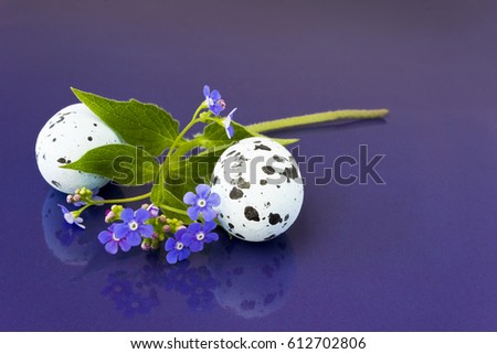 Spring flowers and easter eggs. Happy Easter Background