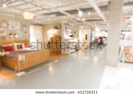 Blurred background : Inside of the furniture shop